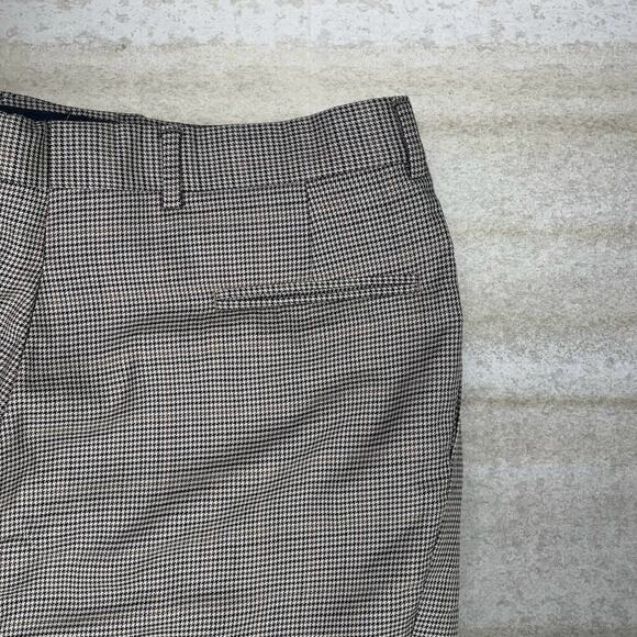 Jos A Bank Dress Pants Tan Houndstooth 100% Wool Baggy Wide Leg Pleated Front - Picture 3 of 4